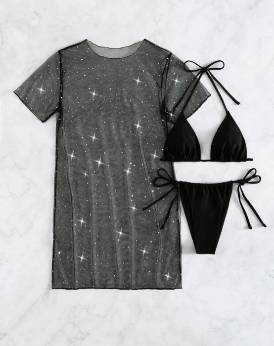 Costum de baie din 3 piese, negru [4]