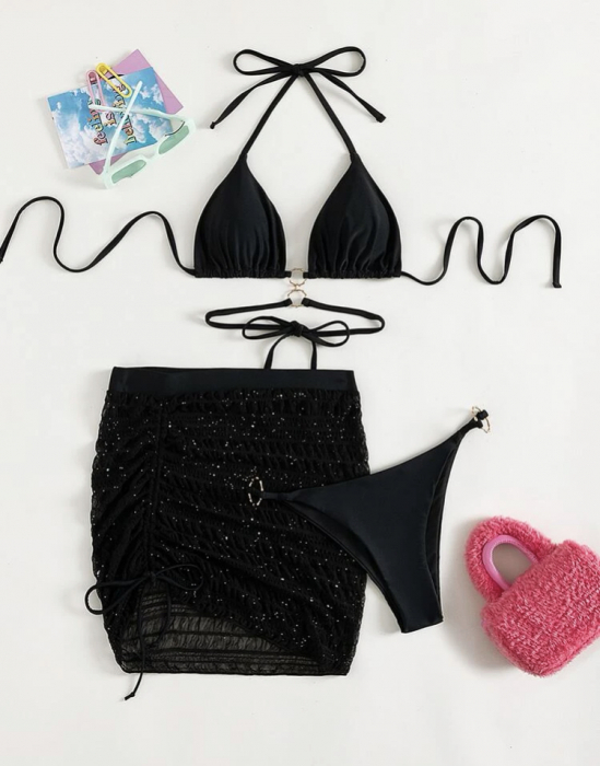 Costum de baie din 3 piese, negru [3]