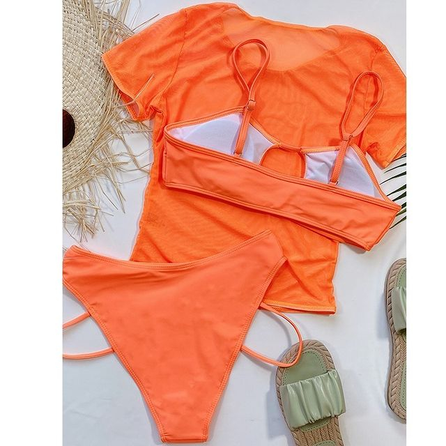 Costum de baie din 3 piese, portocaliu [2]