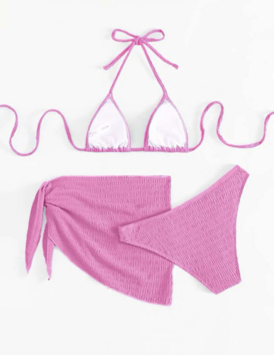Costum de baie din 3 piese, roz [4]