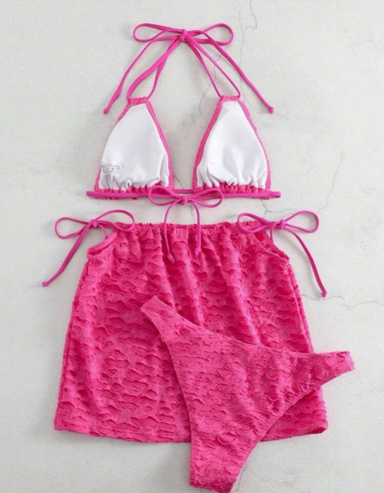 Costum de baie din 3 piese, roz [3]