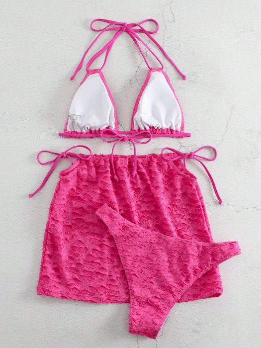 Costum de baie din 3 piese, roz [4]