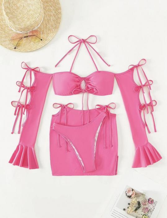 Costum de baie din 3 piese, roz [3]