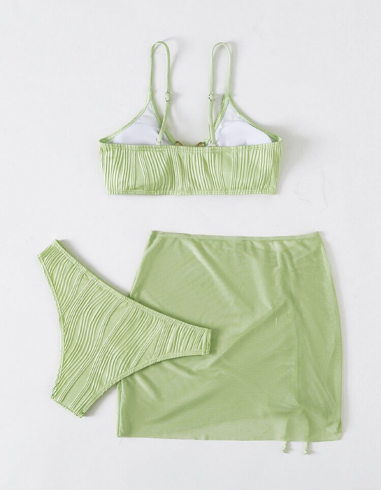 Costum de baie din 3 piese, uni [3]