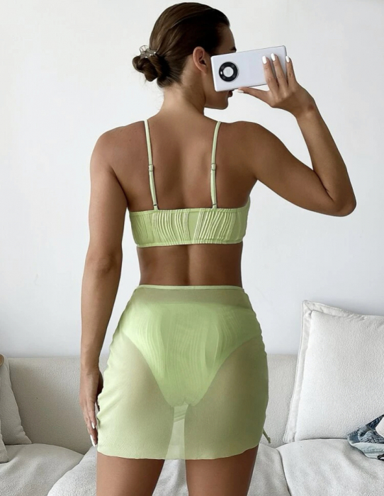 Costum de baie din 3 piese, uni [2]