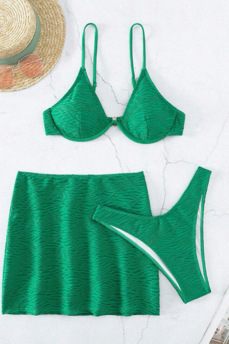Costum de baie din 3 piese, verde [3]