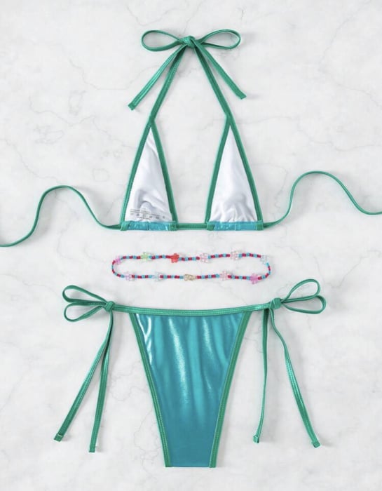 Costum de baie din 32 piese, cu aspect satinat [3]