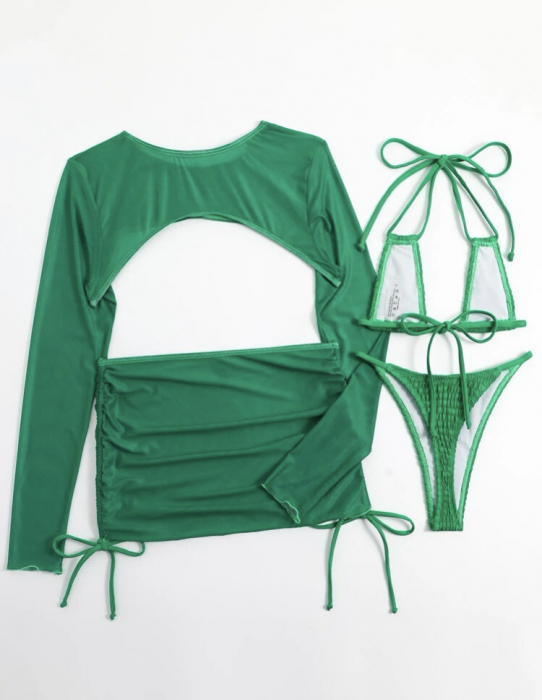 Costum de baie din 4 piese, albastru [3]