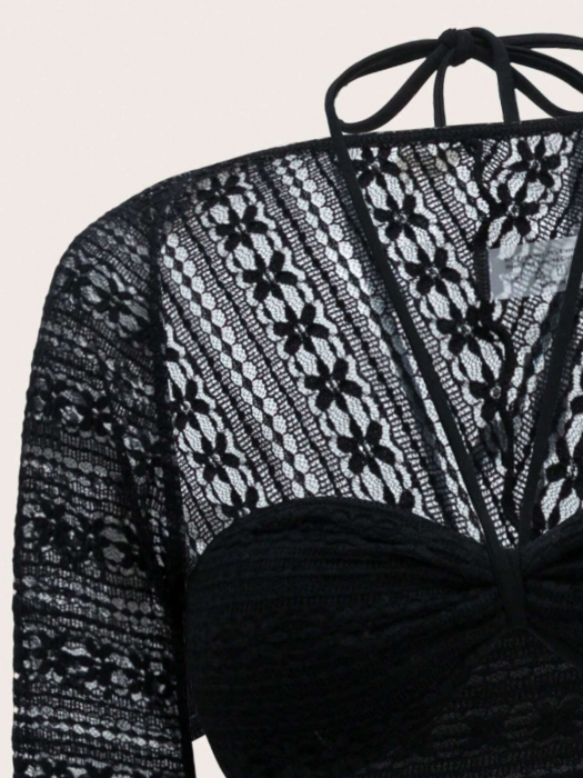 Costum de baie din 4 piese, cu aspect crosetat [5]