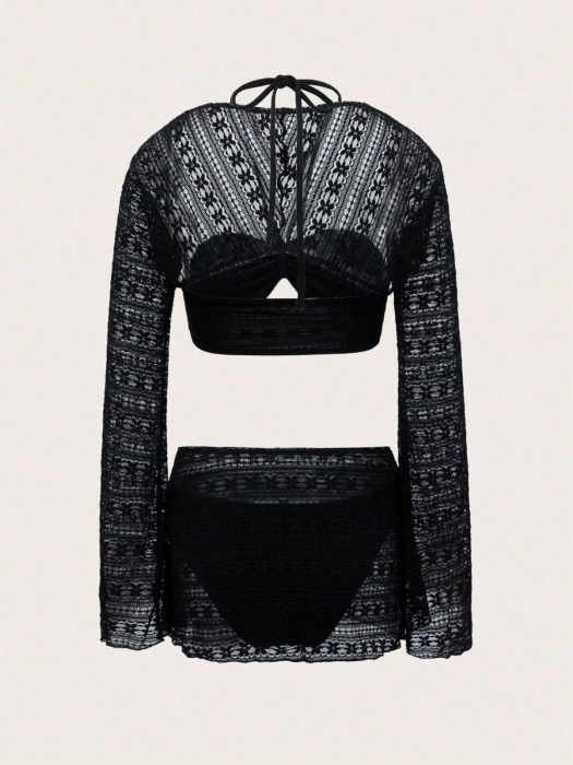 Costum de baie din 4 piese, cu aspect crosetat [3]