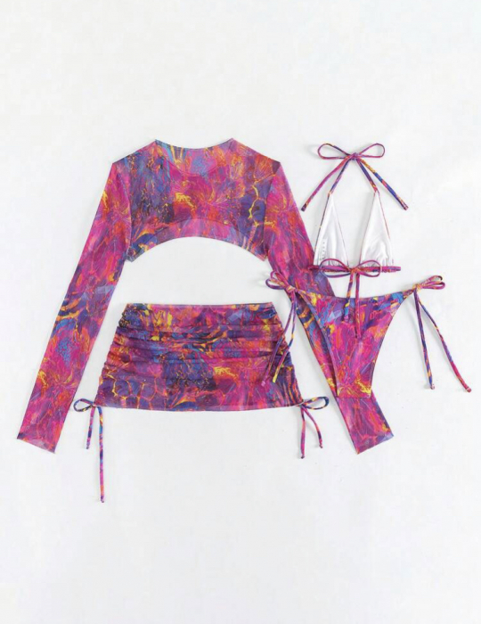 Costum de baie din 4 piese, cu imprimeu [3]