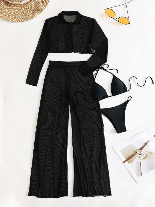 Costum de baie din 4 piese, cu pantaloni [2]