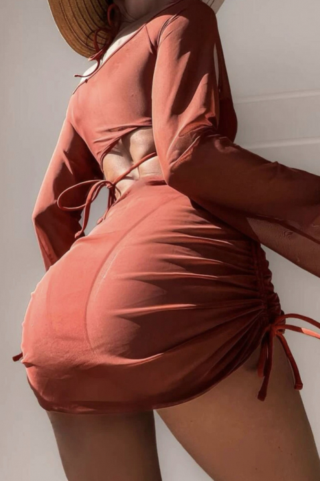 Costum de baie din 4 piese, maro [2]