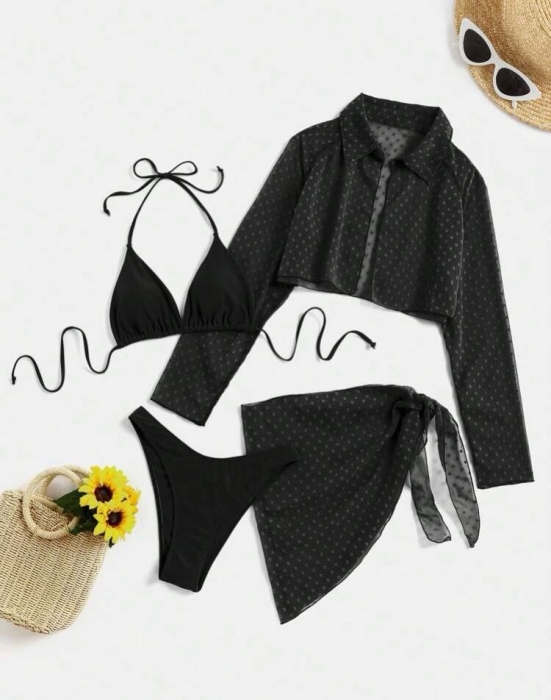 Costum de baie din 4 piese, negru [3]
