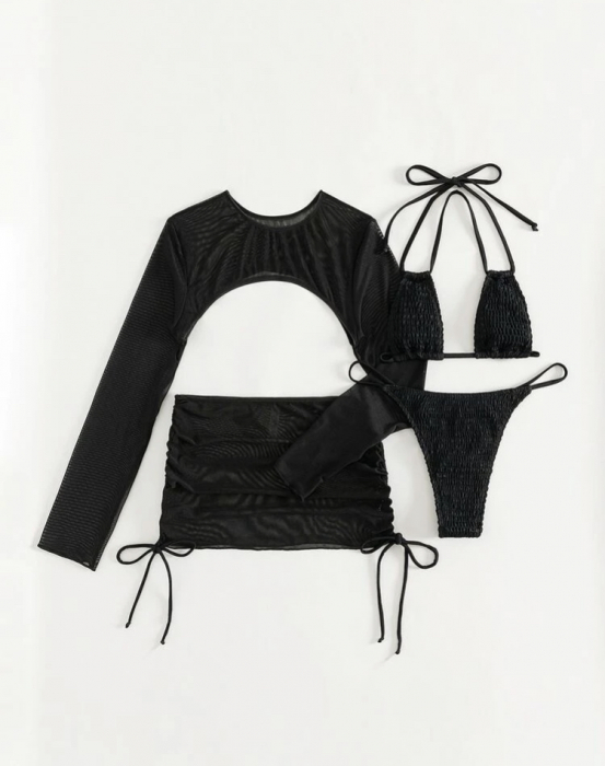 Costum de baie din 4 piese, negru [4]