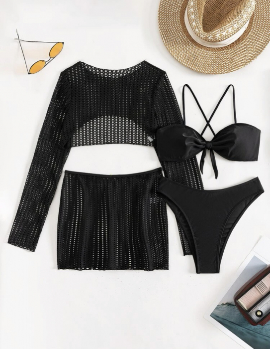 Costum de baie din 4 piese, negru [3]