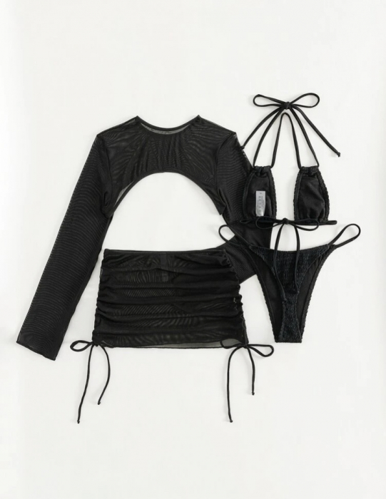 Costum de baie din 4 piese, negru [3]