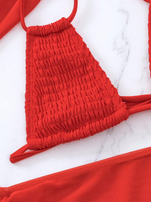 Costum de baie din 4 piese, rosu [4]