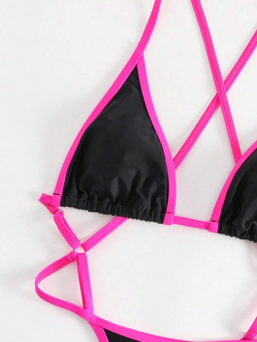 Costum de baie intreg cu bretele reglabile, negru [6]