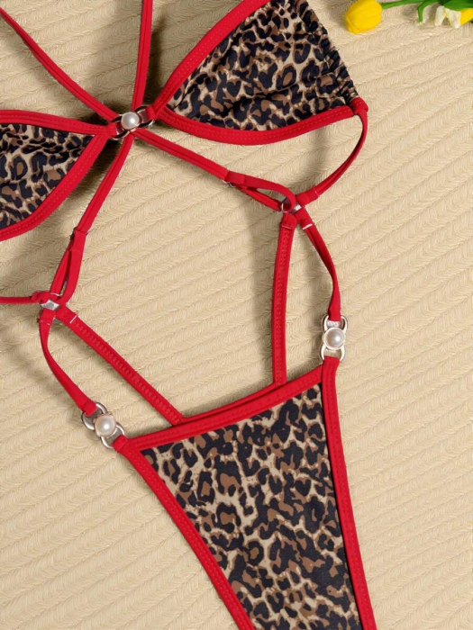 Costum de baie intreg, animal print,  cu slip tanga [5]