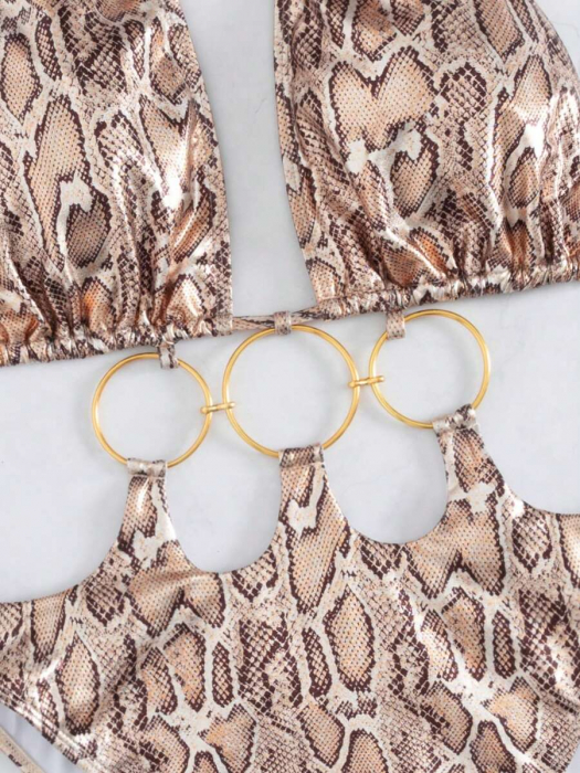 Costum de baie intreg, cu decupaje animal print si spatele gol. [4]