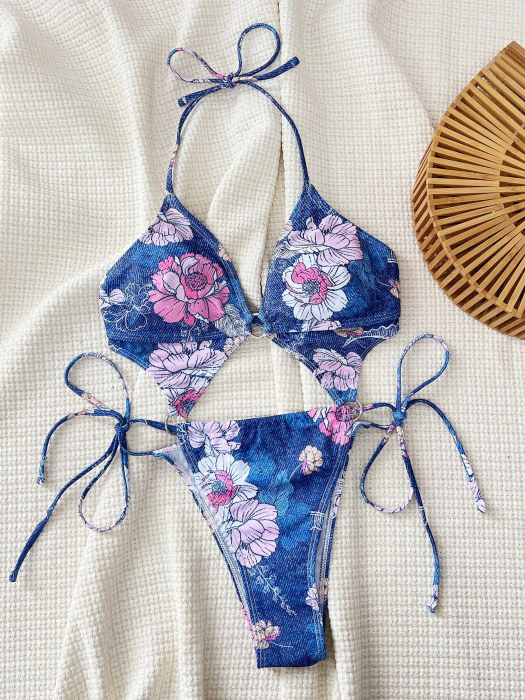 Costum de baie intreg, cu aspect floral [3]