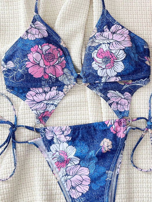 Costum de baie intreg, cu aspect floral [4]