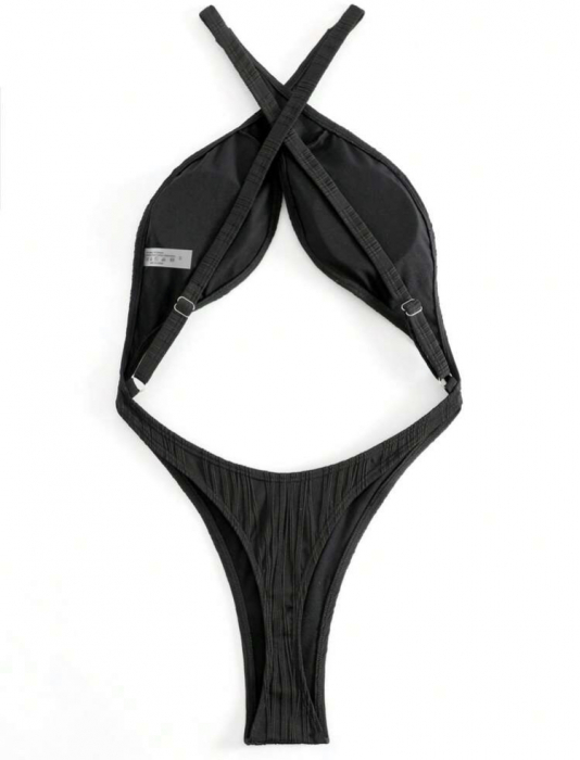 Costum de baie intreg negru, cu decupaj [3]