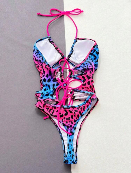 Costum de baie intreg cu decupaj si imprimeu [3]