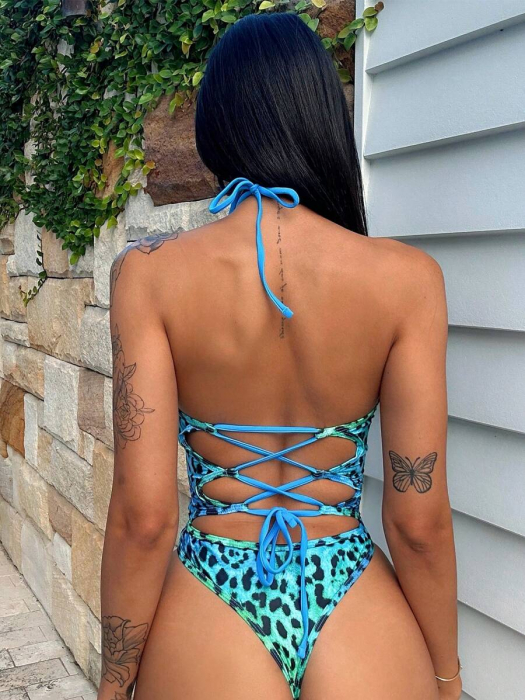 Costum de baie intreg cu decupaj si imprimeu [2]