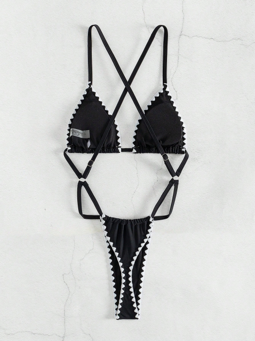 Costum de baie intreg cu decupaj si slip tanga [3]