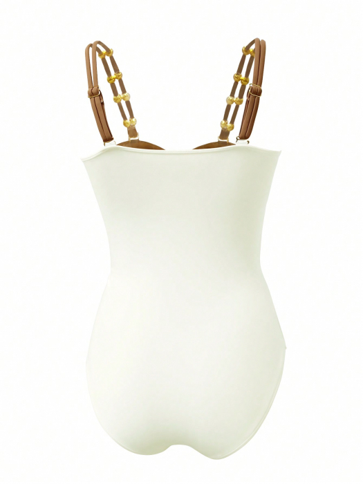 Costum de baie intreg, cu decupaje si accesorii metalice [7]