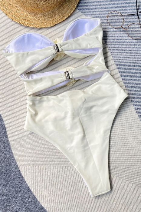 Costum de baie intreg, cu decupaje si trandafiri decorativi [7]