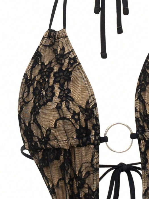 Costum de baie cu 2 piese, animal print si rosu [6]