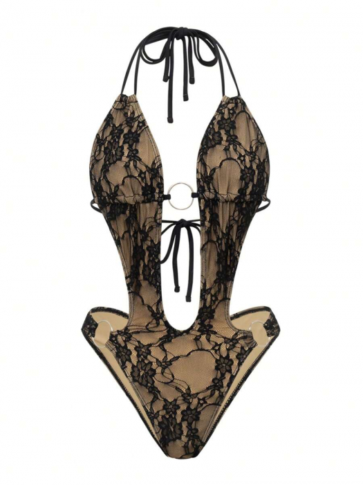 Costum de baie cu 2 piese, animal print si rosu [4]