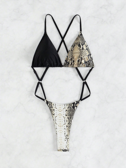 Costum de baie intreg cu imprimeu animal print [3]