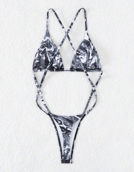 Costum de baie intreg cu imprimeu si decupaj [4]