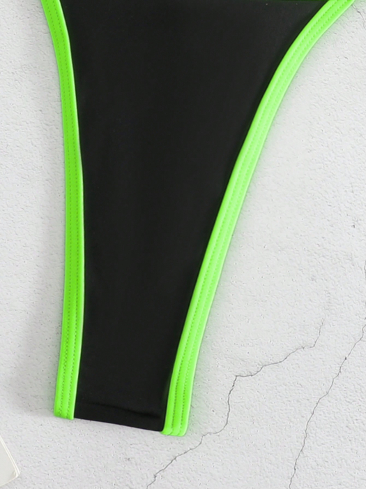 Costum de baie intreg cu spatele gol, verde [3]