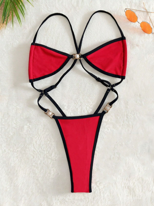 Costum de baie intreg, tanga, alb [3]