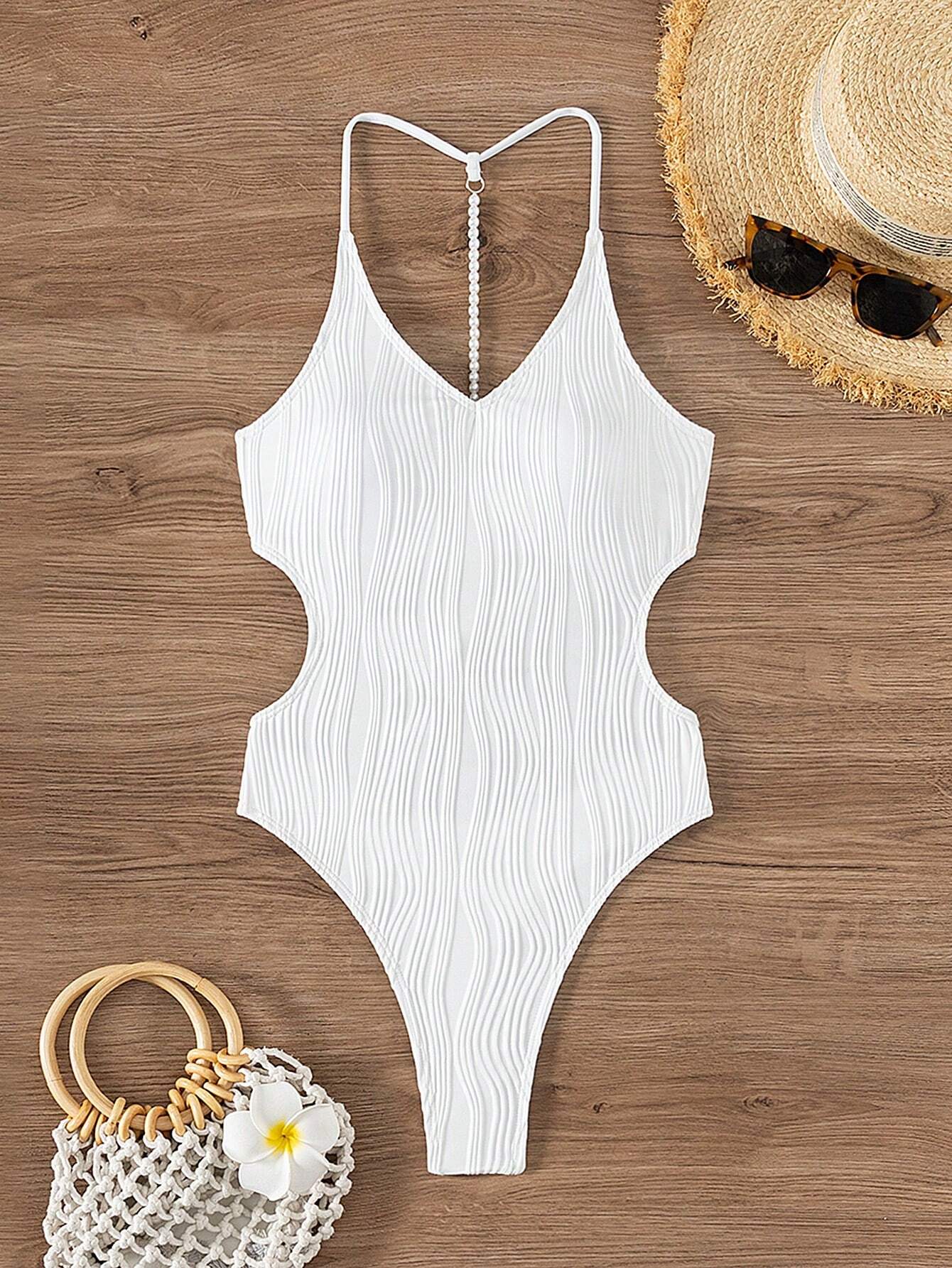 Costum de baie intreg, alb, cu spatele gol [4]