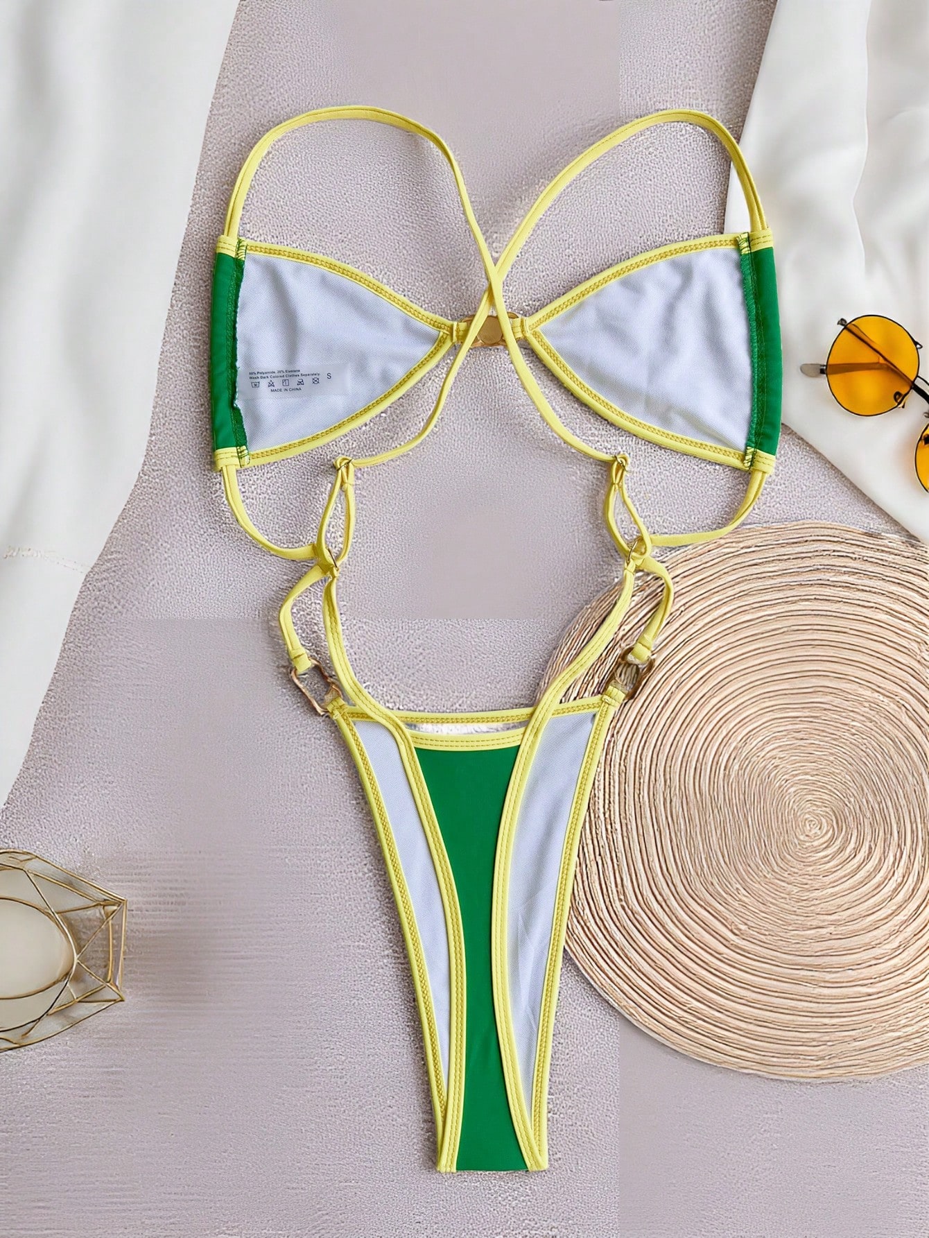 Costum de baie intreg, tanga, verde [6]