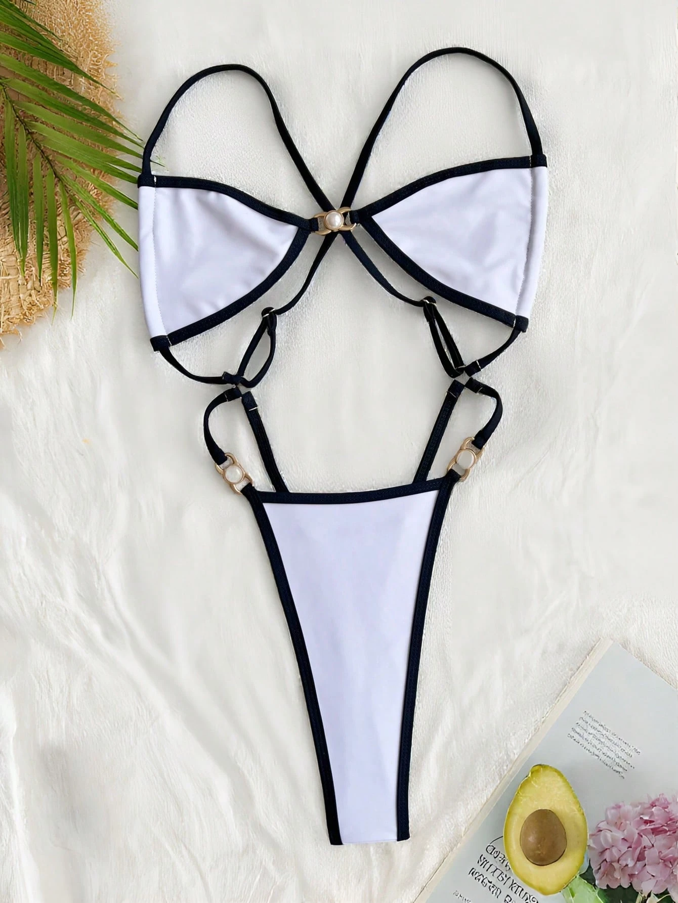 Costum de baie intreg, tanga, alb [4]