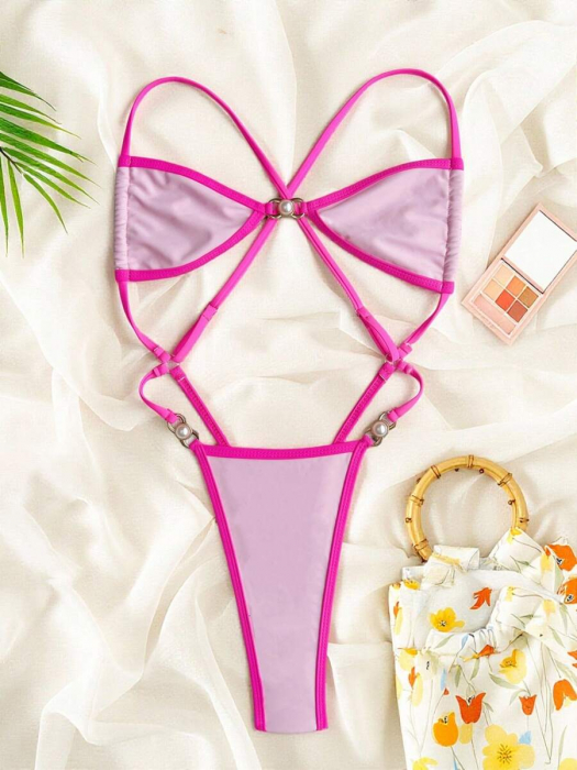 Costum de baie intreg, tanga, rosu [3]