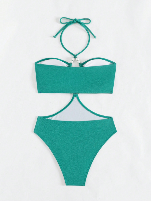 Costum de baie, turcoaz, cu accesorii [4]