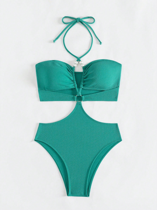 Costum de baie, turcoaz, cu accesorii [5]