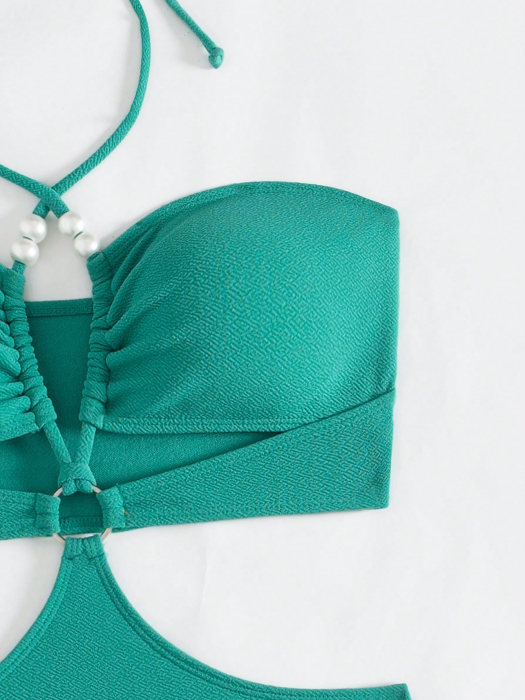 Costum de baie, turcoaz, cu accesorii [6]