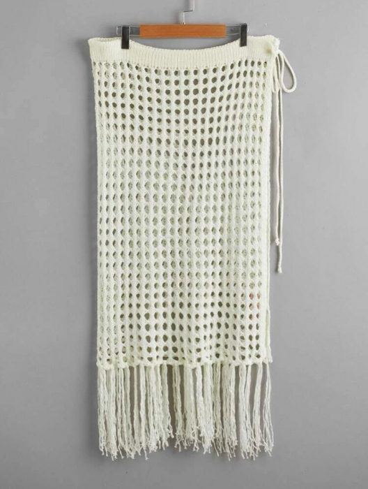 Fusta de plaja tricotata cu franjuri [2]