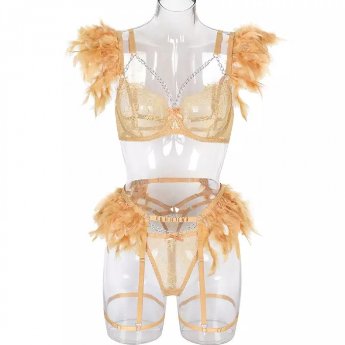 Lenjerie intima 4 piese, cu pene [5]