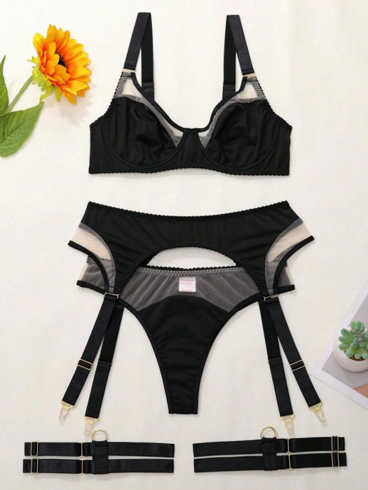 Lenjerie intima 4 piese, negru [3]