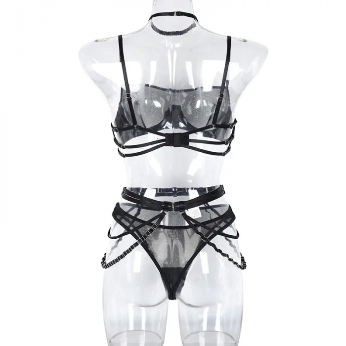Lenjerie intima 4 piese, negru [7]